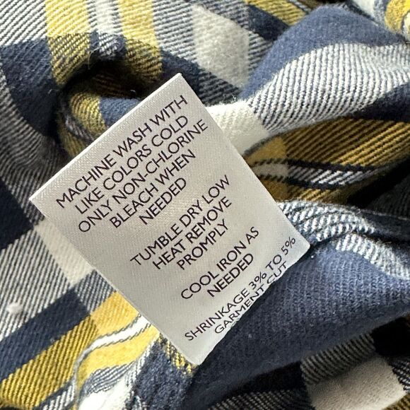 Five Brother Flannel Shirt Men XL Blue Yellow Plaid 5200 Long Sleeve Button Up - Picture 10 of 12